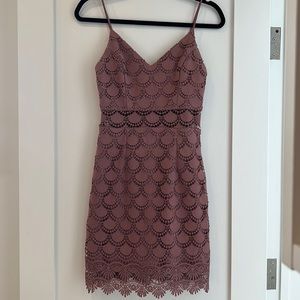 Aqua Mini Dress with lace detail and midriff cutout